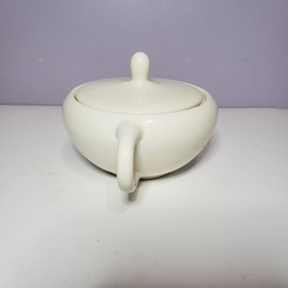 Sugar Bowl w Lid Wheat Pattern Gold Gild Handles Creme / Off White ( 2.25 ×7" ) - Picture 15 of 15